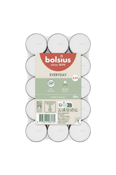 Bolsius Lumanari Pastila Everyday, timp de ardere 3.5h, set 30 Bucati