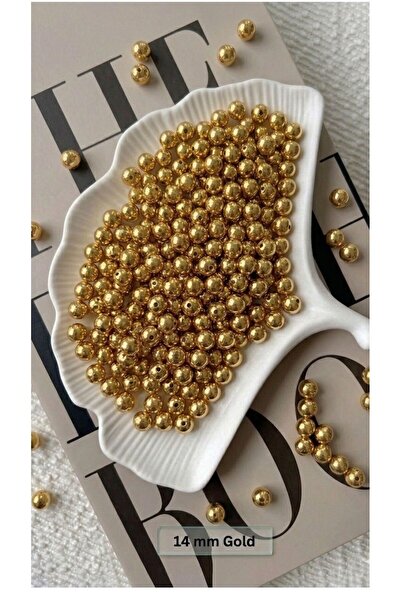 hobi dünyası evim 14 mm Gold İnci Lüks Delikli Takı Çanta Bileklik Kolye Abiy...