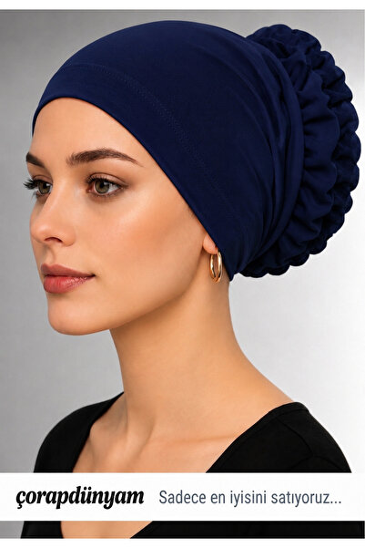 çorapdunyam Non-Slip Ruffled Silicone Lace Seamless Hijab Cap Cotton Breathab...
