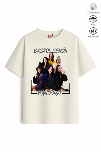 Belya Kids Wear Κοριτσίστικο μπλουζάκι με σχέδιο MANİF σε μεγάλο μέγεθος