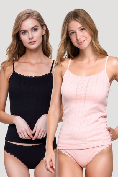 Pearlune Women's 2-Piece String Strap Tank Top & Panties Underwear Set - 100%...