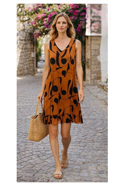 Arya Nisa Kids V-Neck Viscose Cotton Patterned Summer Dress