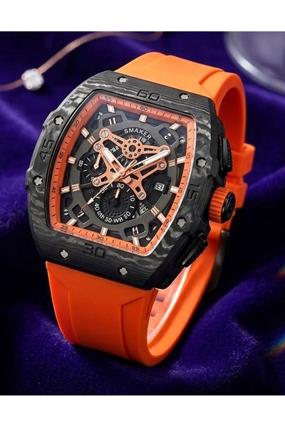 SMAKER Men's Luxury Sport Watch - Tonneau Shaped Case, Multi-Dial Chronograph...