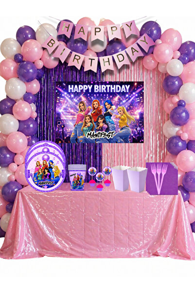 HAPPYLOOPPARTY Σετ γιορτής γενεθλίων Manifest για 16 άτομα με πανό, κουρτίνα,...