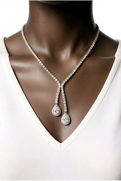 Monalisa Home Gold Color Luxurious Shiny Glamorous Evening Dress Necklace