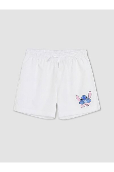 LC Waikiki Pantaloni scurți de înot pentru fete cu imprimeu Stitch LCW Kids
