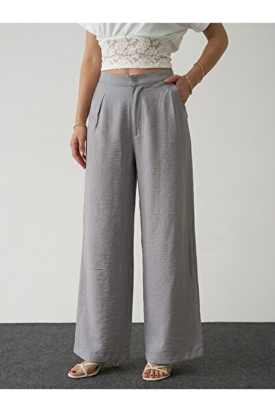 ModaYaren Pants Detailed Wide Leg 95% Linen Trousers Wlg03250My