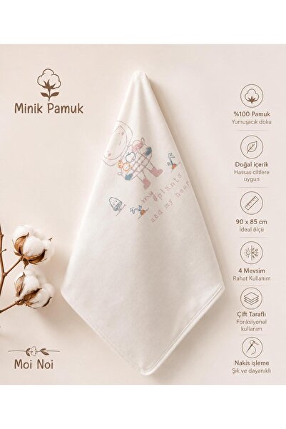 %100 Pamuk Bebek Battaniyesi Mouse – Çift Taraflı Yumuşak ve Nefes Alan