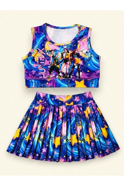 ARBİ kids Costum de baie pentru fete cu fustă plisată, vacanță de vară