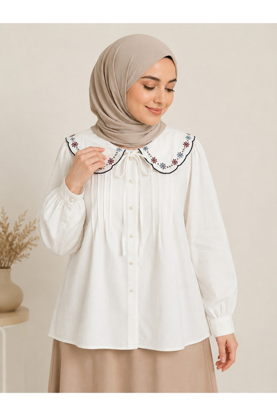 LAYARA COUTURE LINEN EMBROIDED TOP LOOSE FIT FREE SIZE