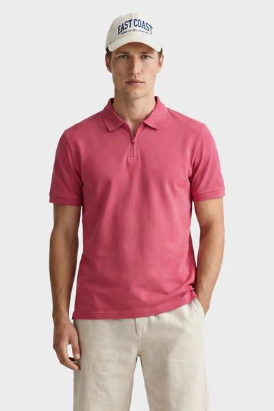 Gant Tricou pentru bărbați, roșu, cu croială normală, cu jumătate de fermoar ...