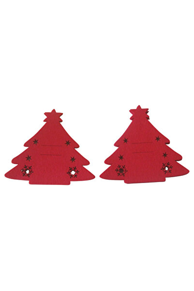 OEM Set of 12 Christmas tree-shaped placemats, 18 x 20 cm, felt, red