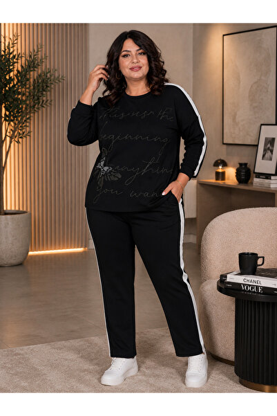 lavelina Plus Size Crew Neck Butterfly Motif Capri Sleeve Elastic Waist Tube ...