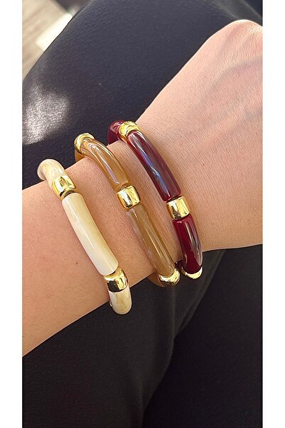 Twinssis Accessories مجموعة أساور مرنة بتفاصيل ذهبية من كيمون جولد