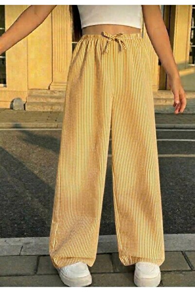 LEAKİDS Girls' Comfortable Trendy Striped Pants
