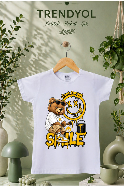 ModaXen Children's T-Shirt with Smiley Face Printed on It, 100% Cotton Short ...