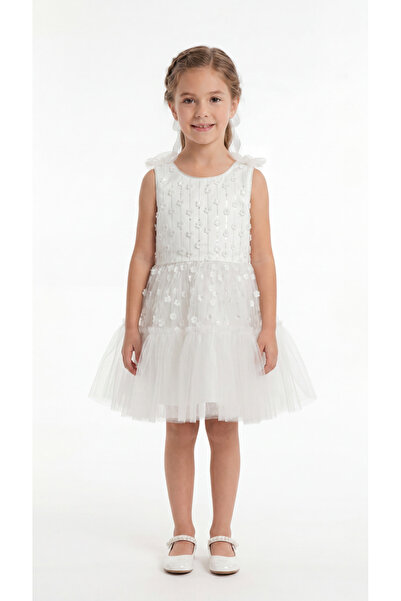 Mışıl Kids Rochie de fetita din tul cu detalii florale