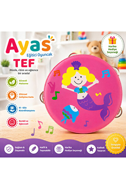 AyasEğiticiOyuncak Bebek Müzik Aleti Ahşap Deri Tef - AYAS EĞİTİCİ OYUNCAK