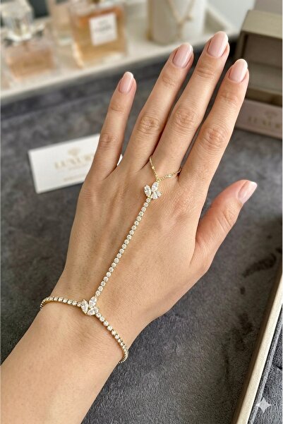 Çağla Accessories سوار شاهميران من حجر الزركون على شكل زهرة الحظ