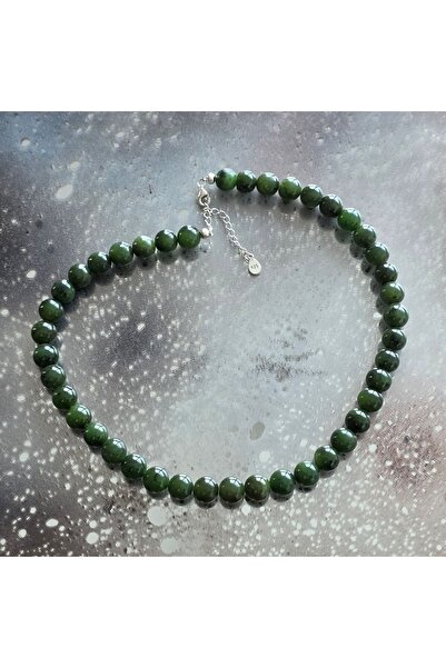 DRUZY Colier handmade cu jad verde nefrit Bloom #33