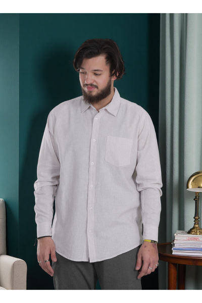 Finelook Men's Casual Stripe Long Sleeve Shirt - Relaxed Fit