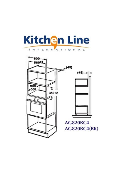 Kitchen Line ميكروويف مدمج مع شواية سعة 20 لتر أسود اللون من الفولاذ - 800 واط