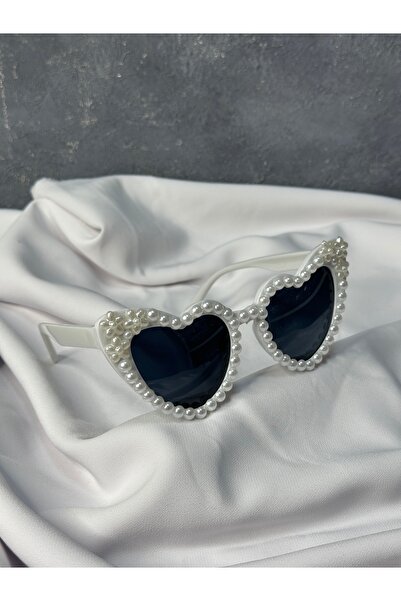 Limelia Heart Formed with Pearls Bride Wedding Sunglasses Party Accessory