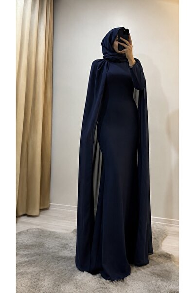Bess Store Women's Hijab Evening Dress Cape Tailed Evening Dress