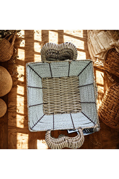 konak alışveriş Wicker Square Bread Basket with Handles