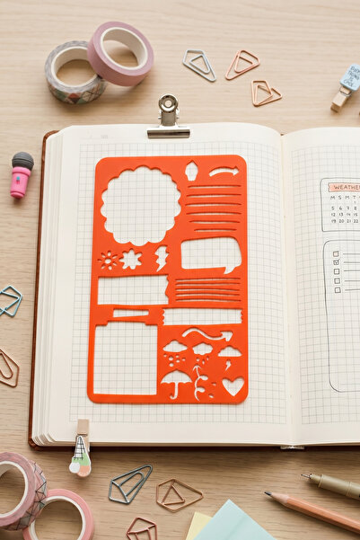 Karmelom Studio Riglă cu șablon pentru Bullet Journal cu prognoza meteo