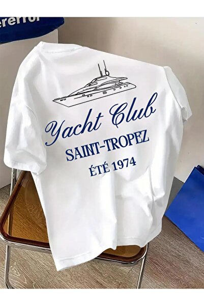 bolivia's Men'S Casual T-Shirt, Casual Crew Neck, Saint-Tropez Yacht Club Let...