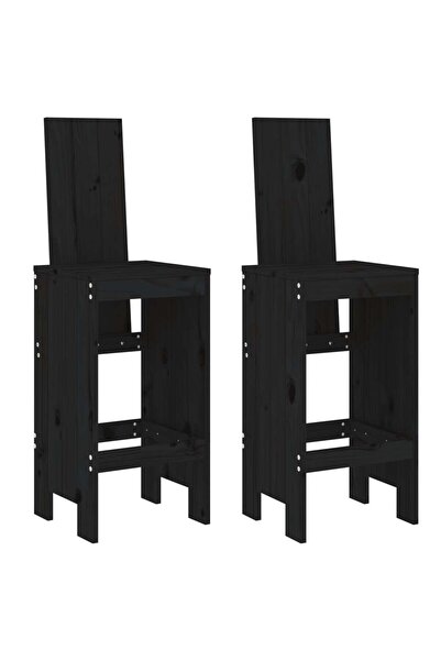 vidaxl Scaune de bar, 2 buc., negru, 40x42x120 cm, lemn masiv de pin