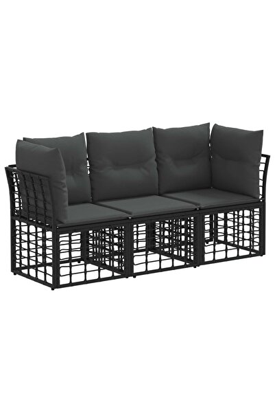 vidaxl Set de canapele de exterior Negru Poliester