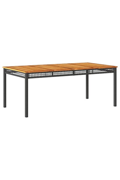 vidaxl Masă de grădină, negru, 180x90x75 cm, poliratan și lemn acacia