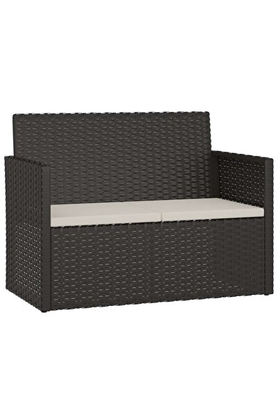 vidaxl Bancă de grădină cu perne, negru, 105 cm, poliratan