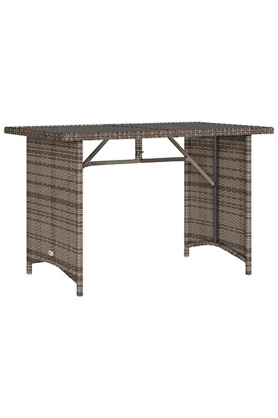 vidaxl Garden table with grey glass top, 110x68x70 cm, polyrattan