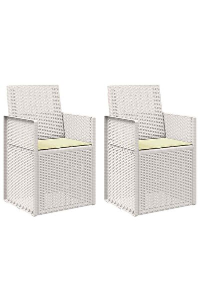 vidaxl Scaune de Dining pentru Grădină 2 pcs Alb și crem PP