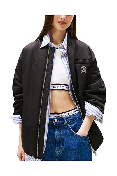 Tommy Hilfiger Γυναικείο Bomber Μπουφάν Μαύρο Tommy Jeans DW0DW21629-BDS