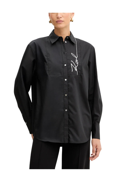 Karl Lagerfeld Γυναικείο Signature Πουκάμισο Μαύρο A4W11014-999 BLACK