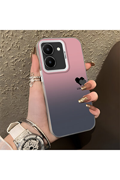 PATTERNOVA Vivo Y36 4G/5G Uyumlu Siyah Pembe Geçişli Kalp Kılıf, Her Kıyafete...