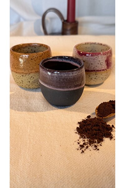 Bodem Ceramic 3’lü El Yapımı Seramik Espresso & Türk Kahvesi Bardak Seti – St...
