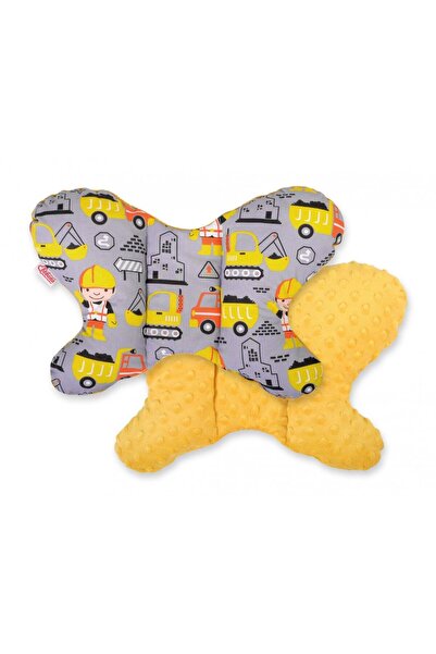 Bobono Perna bebelusi cu doua fete Butterfly Minky Excavators Yellow
