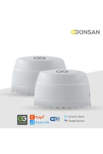 Günsan 2'li Akıllı Wifi Su Kaçağı Dedektörü (Zemin) Tuya & Smart Life Uyumlu ...