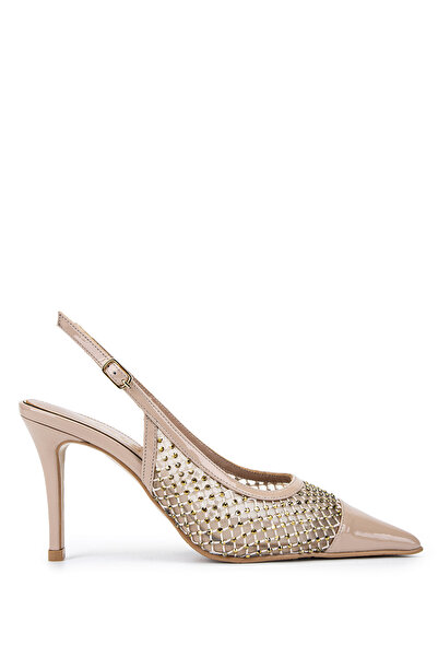 Tamer Tanca Women's Genuine Leather Beige Heeled Shoes