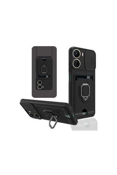 OEM Vivo y16 case zuma business card ring silicone - black