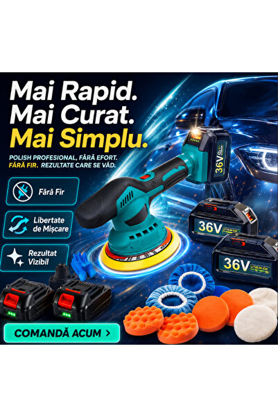OEM Aparat Polish Auto cu 2 acumulatori 36V, fara fir, portabil (RO-V11) (Zve...