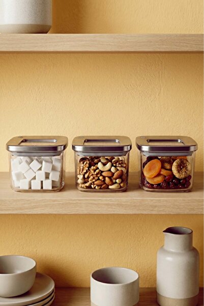 Rivaİstanbul Anthracite Vacuum Airtight 3-Piece Storage Container 0.5 L (500 ml)