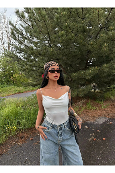 kırmızı butiks White Rope Strap Degaje Bodysuit
