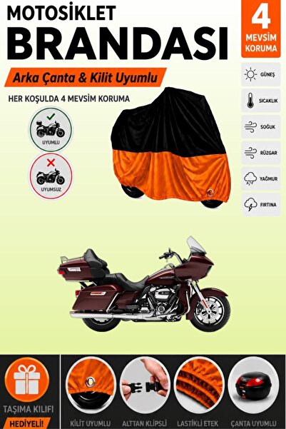 Cemku Double Black Top - Orange Bottom, Rear Bag Compatible Harley-Davidson R...