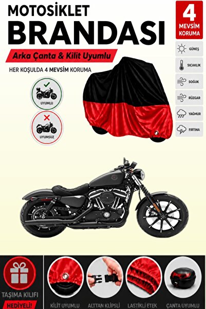 Cemku Double Black Top - Red Bottom, Rear Bag Compatible Harley-Davidson Spor...